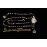 9ct gold jewellery to include a belcher link chain, a fine chain, a ladies Rotary watch,