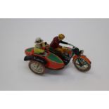 A tin-plate motorbike and side car (no key)