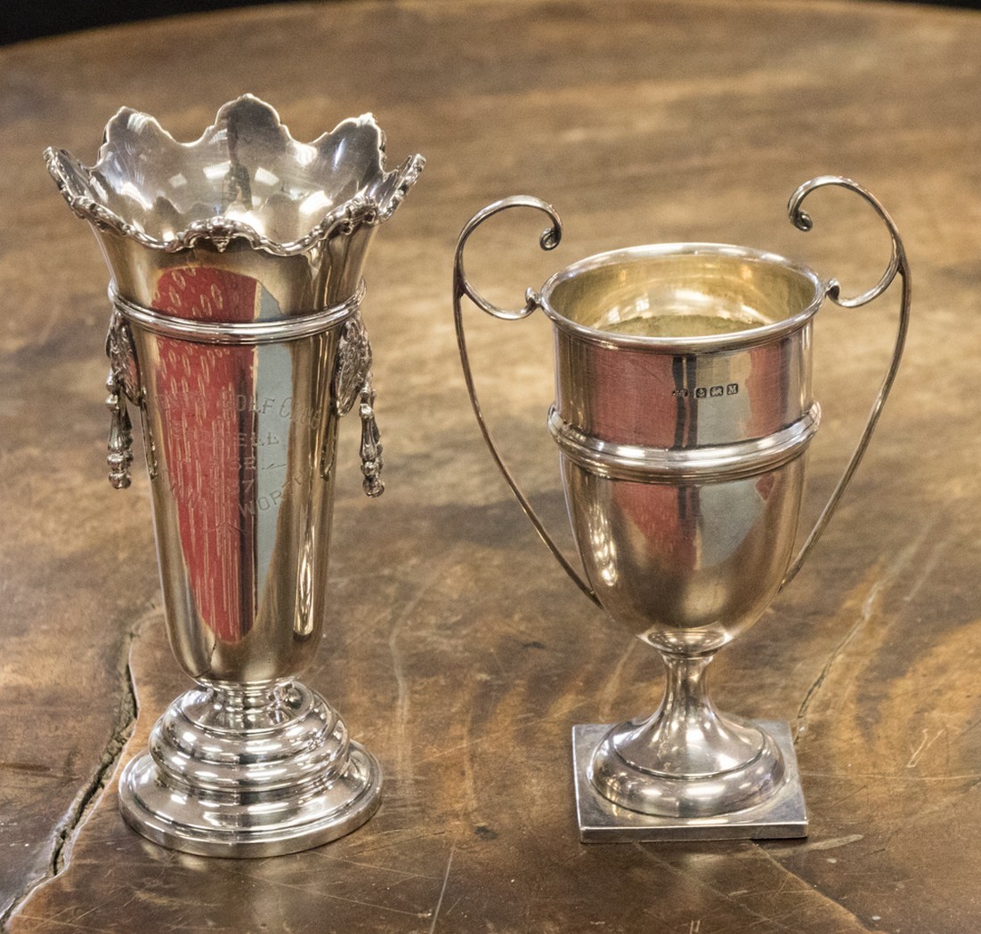 Two small silver presentation trophies, both hallmarked Birmingham 1936,