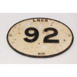 London & North Eastern Railway Oval Bridge Plate 92.