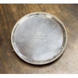 Derby interest: Manor Hospital , a silver raised salver, with inscription, May 1956,