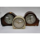 A cream coloured Smiths Bakelite mantle clock,