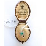 A diamond and emerald ring 18ct gold, in original page, Keen and Page Ltd, Plymouth box,