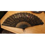 A Victorian black lace fan,