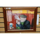 A Ward, oil on board, 'Old Bert', depicting a gent smoking, signed to lower left,