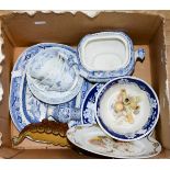 An early 19th Century blue and white ceramics;