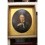 English School, 19th Century, Portrait of a young lady, bust length, wearing a seed pearl brooch,