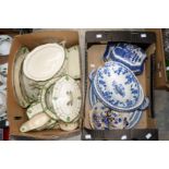A box of blue and white ceramics; together with a Royal Doulton 'Countess' dinner service Rd.
