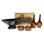 Carltonware 'Rouge Royale' bottle vase and two boxes with covers, a Wade,