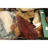 Quantity of leather of cloth gloves 1940-50-60s,