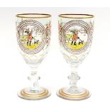 A pair of enamelled glass goblet vases, 19th century Continental,