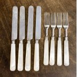 Four fruit knives and four fruit forks (dessert) London 1868,