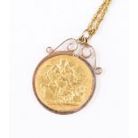 An 1890 Victorian Sovereign in demountable pendant fitting together with a 9ct.