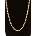 A string of cultured pearls with 9ct gold clasp