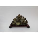 Soapstone Chinese Bamboo grove ornament (wood stand)