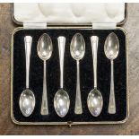 A boxed set of Sheffield silver coffee spoons with initial N 1933, 2.