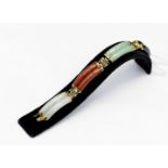 A Chinese jade and hardstone, 14ct gold bracelet,