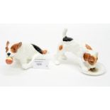 Two Royal Doulton terriers, one with ball,