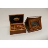 An Art Deco inlaid jewellery box with dressing mirror;