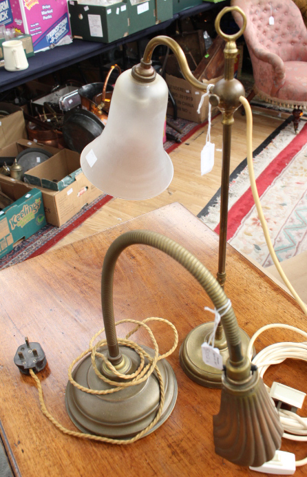 A 20th Century brass Snake lamp;