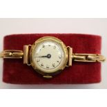 A 1930s ladies 9ct gold wristwatch on expanding strap