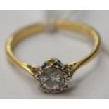 A diamond solitaire gold ring, size K, the diamond weight approx 0.