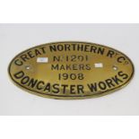 Great Northern Railway Company makers plate No.1201 dated 1908.