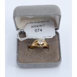 A Gents diamond solitaire 18ct gold gypsy signet ring,