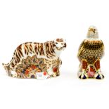 Boxed Royal Crown Derby including Bengal Tiger and Bald Eagle,