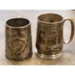 Two silver Christening mugs, Birmingham 1925, approx 3.7ozt, and Birmingham 1929, approx 2.