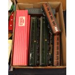 A collection of ‘00’ gauge rolling stock including two boxed Hornby ‘Dublo’ SR Corridor coaches and