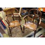 Two early 19th Century stick back Windsor chairs