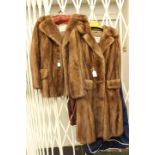 A mink fur coat and mink fur jacket with Faulkes of Birmingham labels
