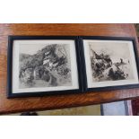 Two original etchings by Walter H Sweet, signed in pencil, limited editions of 300,