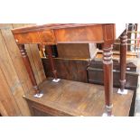 A George III mahogany fold over card table,