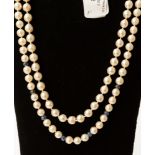 Two cultured pearl necklaces, one with 9ct gold clasp, the other with silver clasp,