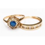 A 9ct gold blue and white stone dress ring (2.
