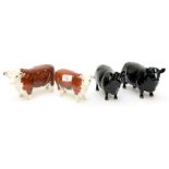 Beswick Cattle: An Aberdeen Angus Bull and Cow,