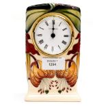 A Moorcroft mantle clock, in the Anna Lilly pattern,