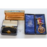 A ladies 1920s wristwatch, silver gilt decoration,