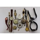 Eleven various wristwatches and four pocket watches