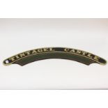 A half-size replica of the Great Western Railway cast brass locomotive nameplate, 'TINTAGEL CASTLE',