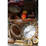 A collection of clocks, in two boxes,