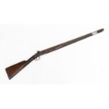 A 14 bore single barrel percussion shotgun fitted with a 29½” barrel fitted with a lock marked