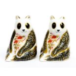 A pair of Royal Crown Derby Imari Panda paperweights, both 2nd quality,