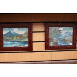 Pair of mid 20th century oriental oil on board - framed