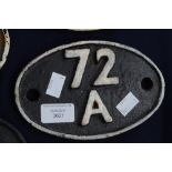 Locomotive Shed Plate 72A for Exmouth Junction.