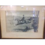 Basil Nightingale (1864-1940), oak framed monochrome print depicting fox hunting scene, c.1898.