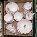 A collection of miscellaneous china by Duchess in pink - six cups,