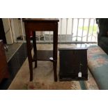 An Edwardian hall/occasional table with inlay detail together with a stationary box (2)